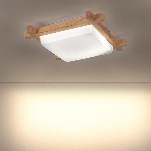 Stoex Lampe De Plafond Carré En Bois Plafonnier Intérieur Luminaire Plafonnier Led Plafonnier Moderne 3000K Pour Chambres À Coucher,Salons Couloirs