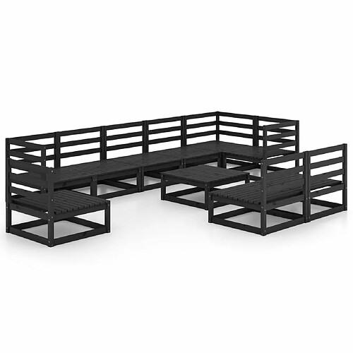 Maison Chic Salon de jardin 12 pcs - Table et chaises d'extérieur - Mobilier/Meubles de jardin Moderne noir bois de pin massif -MN92017