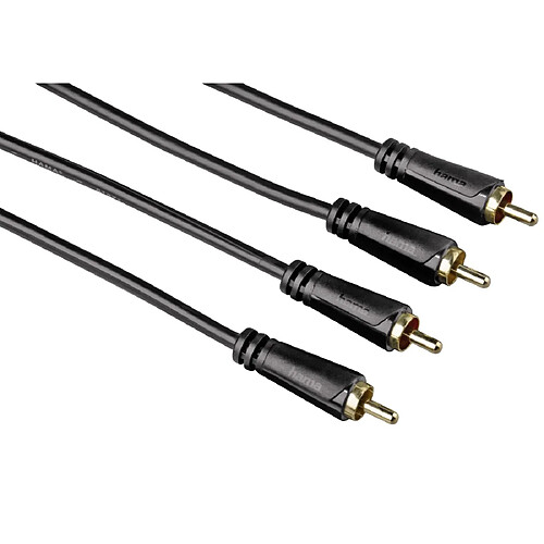 HAMA Câble audio, 2 RCA mâles - 2 RCA mâles, plaqué or, 10 m