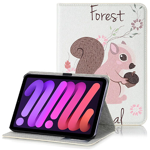 Etui en PU motif dessin animé avec support animal de la forêt pour votre Apple iPad mini (2021)