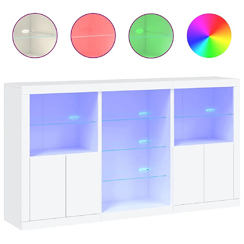 Maison Chic Commode Buffet - Meuble de rangement avec lumières LED blanc 181,5x37x100 cm -GKD26211