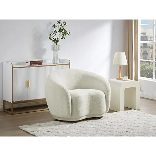 Fauteuil en tissu bouclette blanc ivoire BOVANA de Pascal Morabito