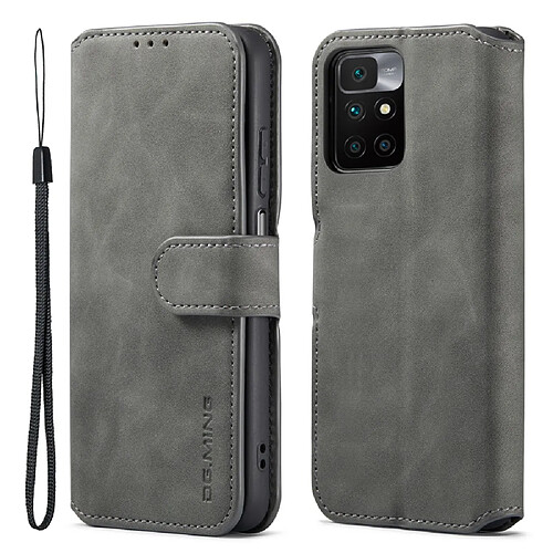 Etui en PU DG.MING style rétro avec support gris pour votre Xiaomi Redmi 10/10 Prime