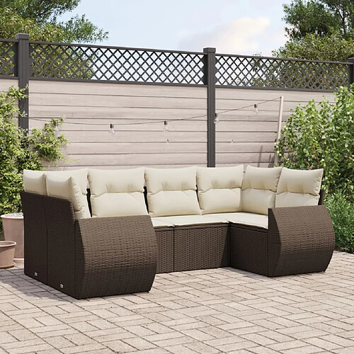 vidaXL Salon de jardin avec coussins 6 pcs marron résine tressée