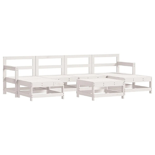 Maison Chic Salon de jardin 7 pcs - Table et chaises d'extérieur - Mobilier/Meubles de jardin Moderne Blanc Bois de pin massif -MN65292