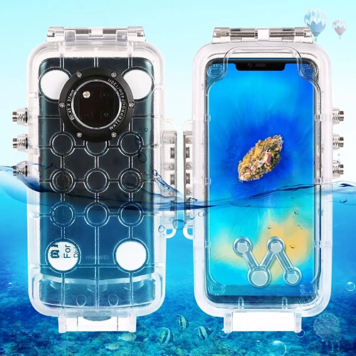 Wewoo Coque 40m / 130ft Boîtier de plongée étanche à l'eau Photo Vidéo Prise Housse protection sous-marine pour HuMate 20 Pro (Transparent)