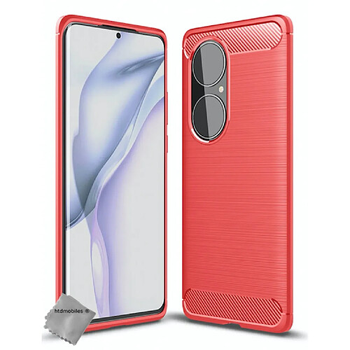 Htdmobiles Coque silicone gel carbone pour Huawei P50 Pro + film ecran - ROUGE