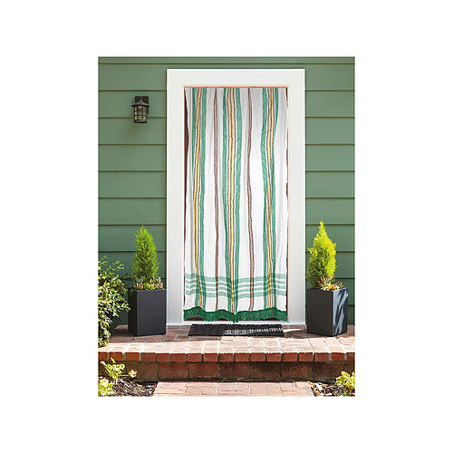 Rideau de porte moustiquaire en toile multicolore Vert 140 x 225 cm - Morel