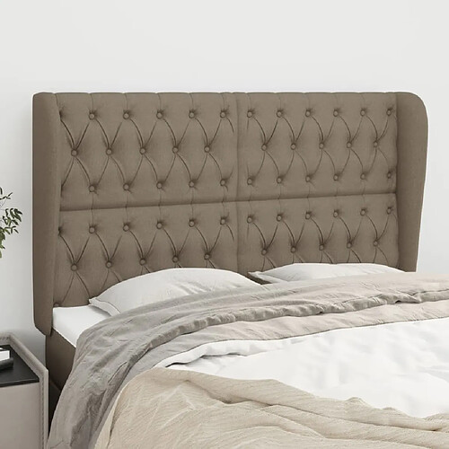 vidaXL Tête de lit avec oreilles Taupe 147x23x118/128 cm Tissu