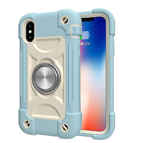 Universal Associable YH pour l'iPhone X / XS / 5.8 Shell de téléphone mobile, coque de support de rotation de couleur de contraste, couvercle de protection tout compris tout compris (Ice Crystal Blu