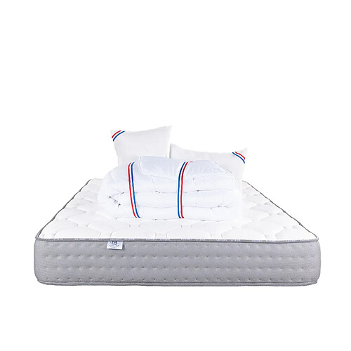 LUXURY LITERIE Matelas 140x190 cm, Zen, 20 cm, mémoire de forme, ferme, face été/hiver + 2 oreillers + couette