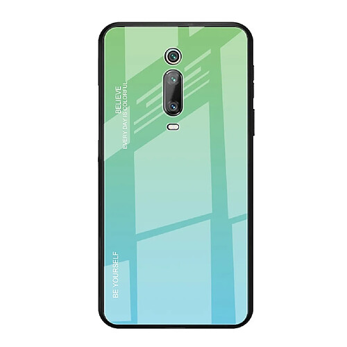 Wewoo Coque Pour Xiaomi Redmi K20 / K20 Pro / Mi 9T / Mi 9T Gradient Color Glass Case Sky Blue