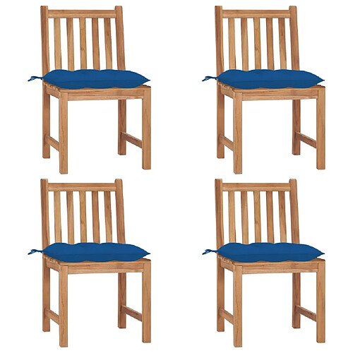 Maison Chic Lot de 4 Chaises de jardin avec coussins | Fauteuil chaises d'extérieur Bois de teck massif -GKD28686