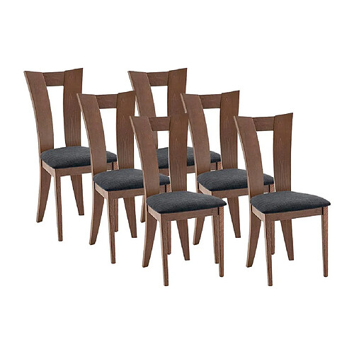 Vente-Unique Lot de 6 chaises TIFFANY - Hêtre massif - Coloris : Noyer et expresso