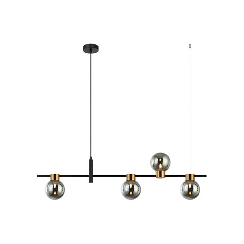 Luminaire Center Suspension Bletter Verre,Acier Noir,Fumé