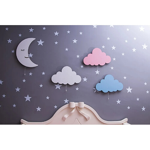 HOMEMANIA Lampe Murale Cloud - Cloud, Applique - pour les enfants - pour la chambre des enfants - Bleu en MDF, 40 x 3 x 25 cm, 1 x LED Strip, Max 14,4 W, 600LM