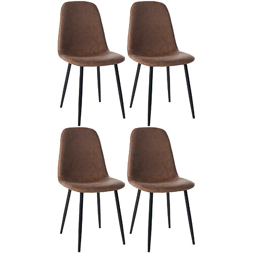 Decoshop26 Lot de 4 chaises de salle à manger design moderne avec pieds en métal noir et assise en PVC marron 10_0001822