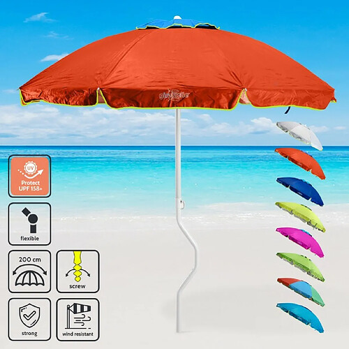 Parasol de plage léger visser protection uv GiraFacile 200 cm Ermes, Couleur: Orange