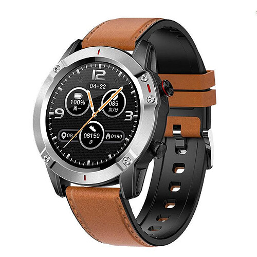 Chrono Chronus Fitness Tracker Smartwatch Tensiomètre, Moniteur de Sommeil Plein Écran Tactile Longue Durée de Vie de la Batterie Rappel de Message Podomètre Montre de Fitness Pour Femmes Hommes Étanche(Brun)