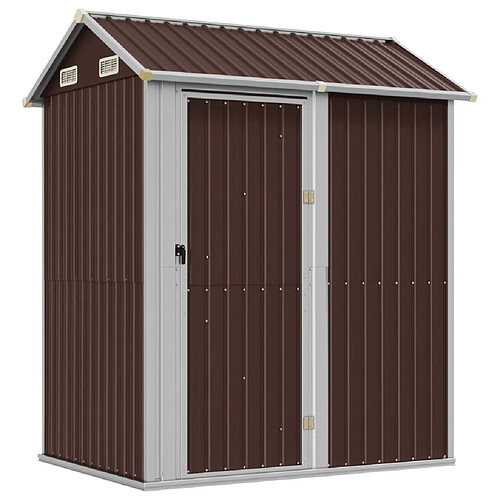 Helloshop26 Abri de jardin cabane cabanon maison de stockage remise extérieur hangar outils robuste 192 x 152,5 x 237 cm acier galvanisé marron 02_0022279