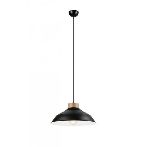 Lumière Suspension Dome Bois,acier Noir 1 ampoule 100cm