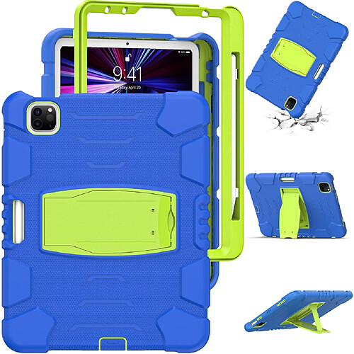 Coque en TPU + silicone anti-chute bleu/chaux pour votre Apple iPad Pro 11 pouces (2021)/(2020)/(2018)/Air (2020)