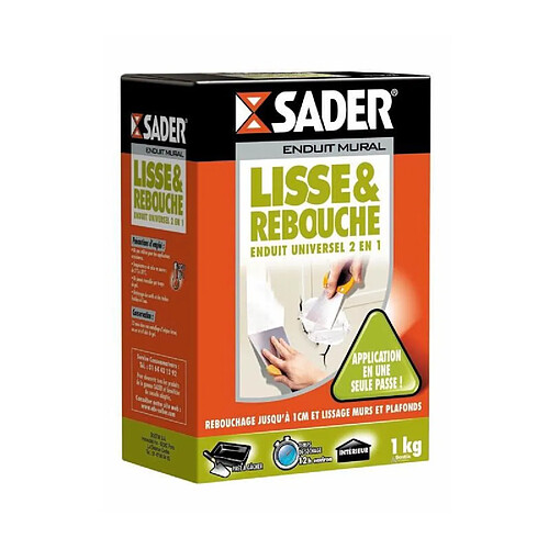 SADER Boîte Enduit lisse & rebouche Poudre - 1kg