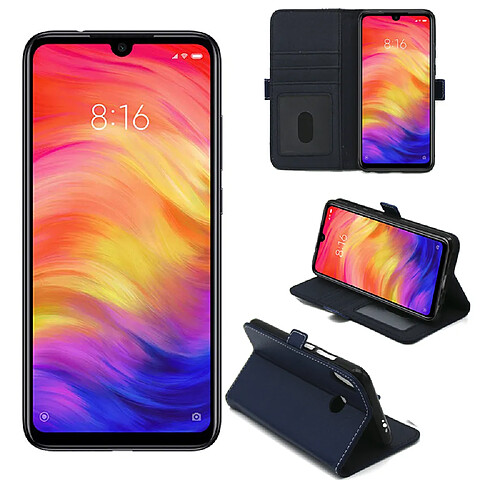 Xeptio Xiaomi Redmi Note 7 housse pochette portefeuille bleue avec porte cartes