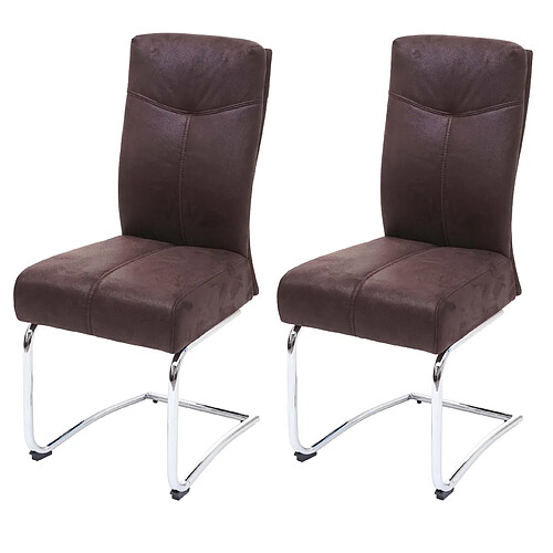 Decoshop26 Lot de 2 chaises de salle à manger confortable et moderne en textile aspect daim marron 04_0000405