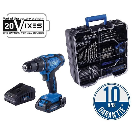 Scheppach Perceuse Visseuse sans fil 20V IXES + 1 batterie 2 Ah, chargeur, coffret comprenant 74 accessoires - C-DTB74/1-X