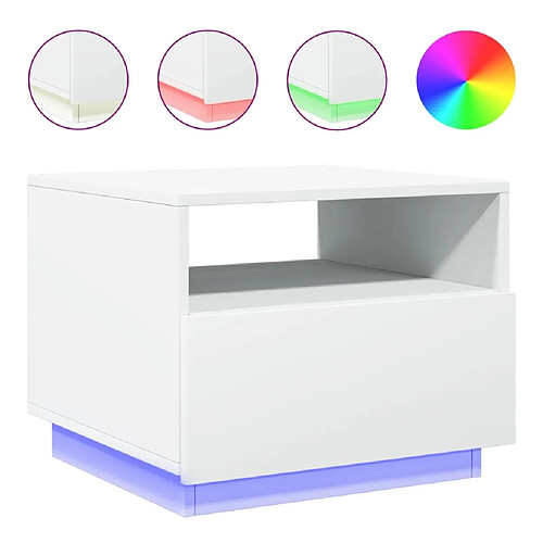 Maison Chic Table basse pour salon | Table à café avec lumières LED blanc 50x49x40 cm -GKD28200