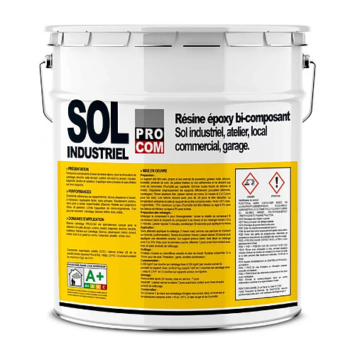 PRO COM Peinture époxy sol industriel et garage, trafic intensif - Résine Époxy Sol PROCOM-Kit 20 Kg-Beige (RAL 1001)