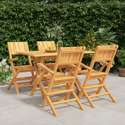 Salle à dîner de jardin 5 pcs,Table et chaise à manger Bois de teck massif -MN90876