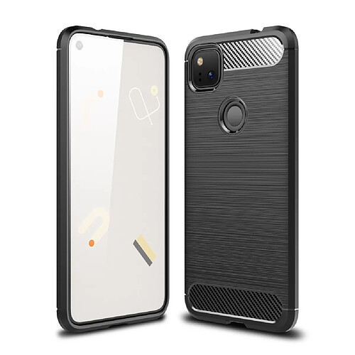 Coque en TPU fibre de carbone brossée souple noir pour votre Google Pixel 4A