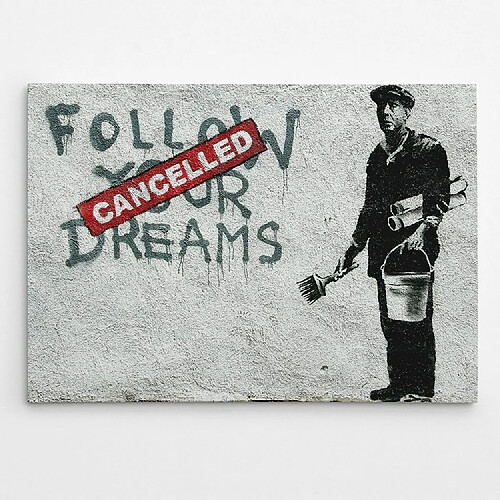 EPIKASA Impression sur Toile Banksy Poursuis tes Rêves, Rouge, Polyester, 100x3x70 cm