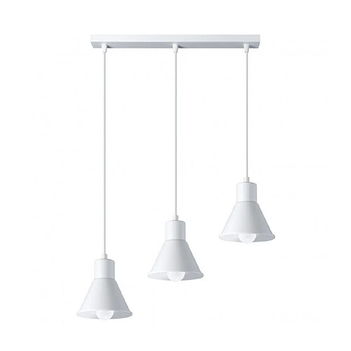 Luminaire Center Suspension Taleja Bar Acier blanc 3 ampoules 120cm