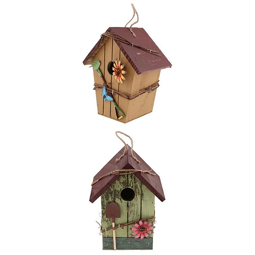 Paire De Cabane De Nid D'oiseau En Bois Naturel Pour Nichoir Pour Jardin