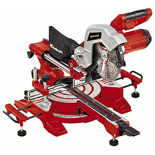 Einhell Scie à onglet radiale TC-SM 216 (1600 W, table pivotante à réglage rapide et butées d'angles, laser, extensions latérales, blocage d'arbre «Spindle-Lock», avec lame aux carbures de tungstène)