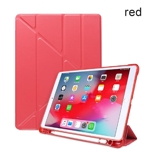 Etui en PU absorption des chocs en origami avec rainure de rangement pour crayon apple rouge pour votre Apple iPad 10.2 (2019)/iPad Air 10.5 pouces (2019)/iPad Pro 10.5 pouces (2017)