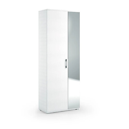 Kiamami Valentina ARMOIRE DE SALLE DE BAIN MULTIFONCTIONNELLE H 195CM BLANC AVEC 1 PORTE ET MIROIR