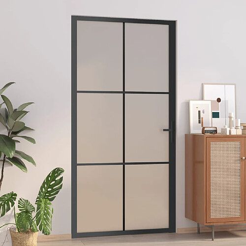 vidaXL Porte intérieure 102,5x201,5 cm Noir Verre mat et aluminium