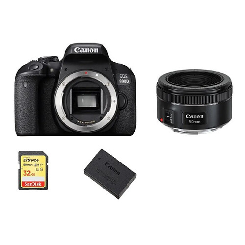 CANON EOS 800D + EF 50mm F1.8 STM + 32GB SD card + LP-E17 Battery