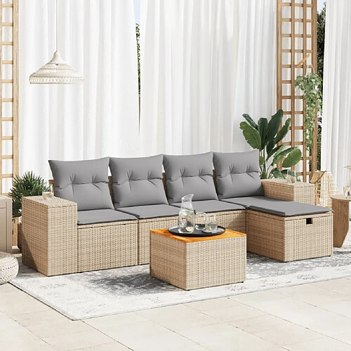 vidaXL Salon de jardin avec coussins 6 pcs beige résine tressée