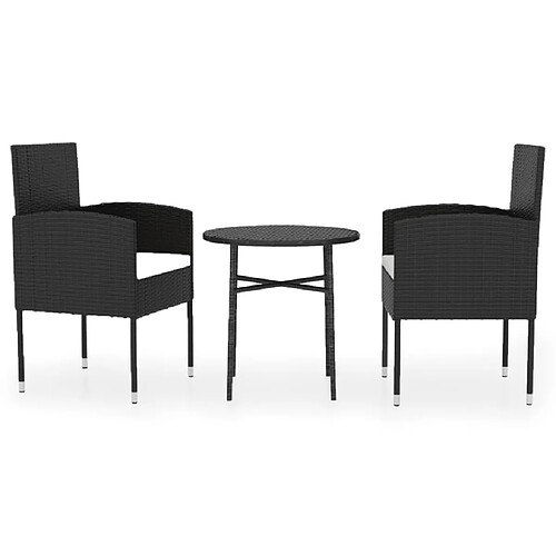 Maison Chic Mobilier à dîner 3 pcs de jardin - Ensemble table et chaises d'extérieur - Salon/Mobilier de jardin classique Résine tressée Noir -MN25014