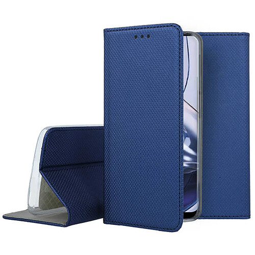 Htdmobiles Housse pour Motorola Moto E22 / E22i - etui coque pochette portefeuille + verre trempe - BLEU MAGNET