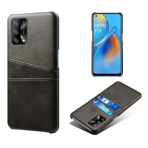 Coque en TPU + PU avec double porte-cartes noir pour votre Oppo A74 4G/F19