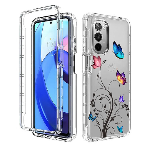 Coque en TPU 2-en-1, anti-choc pour votre Motorola Moto G Stylus 5G (2022) - Arbre et papillon