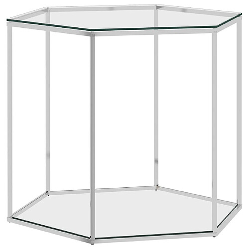 vidaXL Table basse Argenté 60x53x50 cm Acier inoxydable et verre