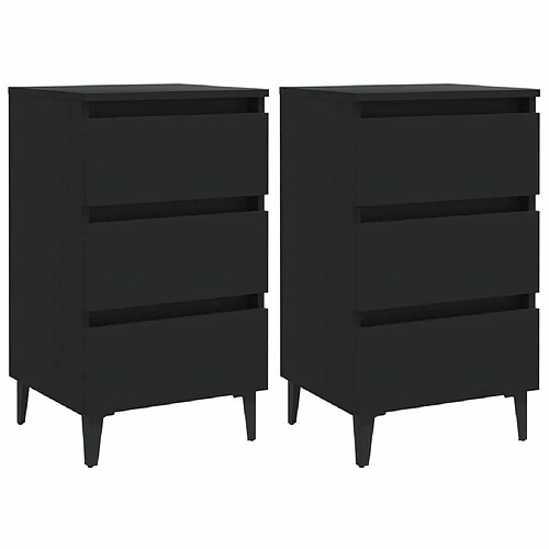 Maison Chic Lot de 2 Tables de chevet,Table de nuit,Table d'appoint pour salon avec pieds en métal Noir 40x35x69 cm -MN90698