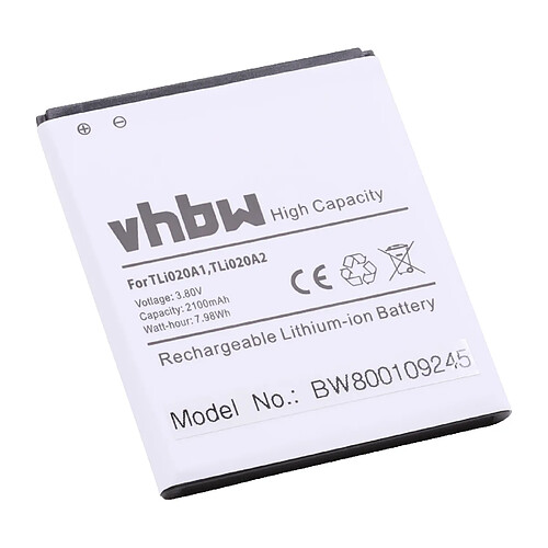 vhbw Li-Ion Batterie 2100mAh pour téléphone, smartphone compatible avec Alcatel OT-5050, OT-5050A, OT-5050X, OT-5050Y, OT-A845L remplace TLp020A2.